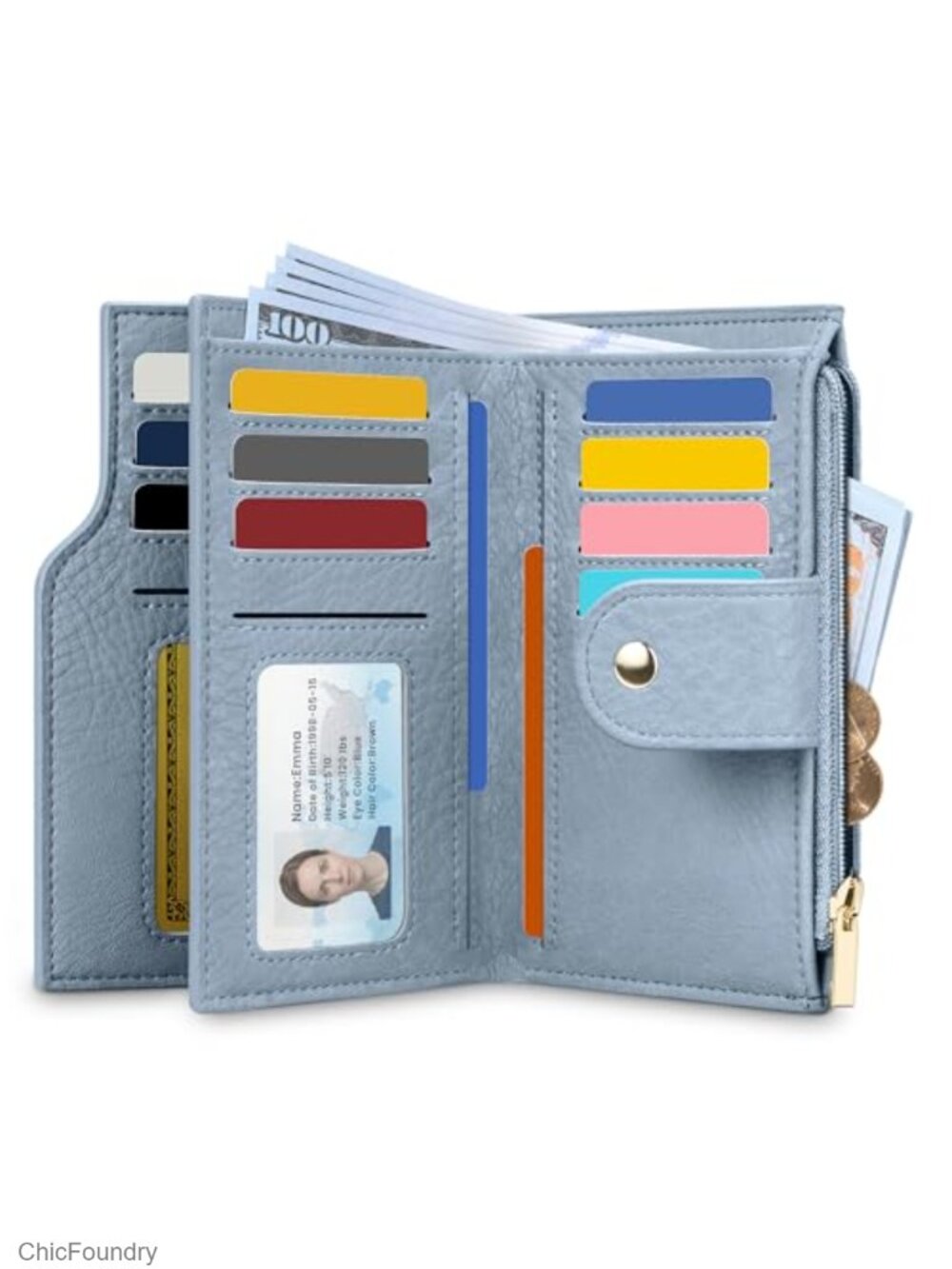 Small RFID Blocking Bifold Wallet for Women with 16 Card Slots